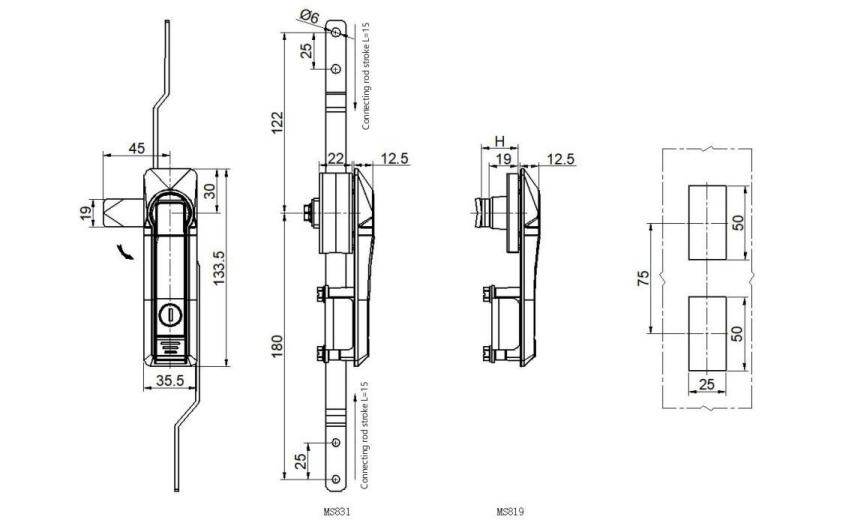 Zinc Alloy Electrical Panel Rod Control Lock of MS831.png